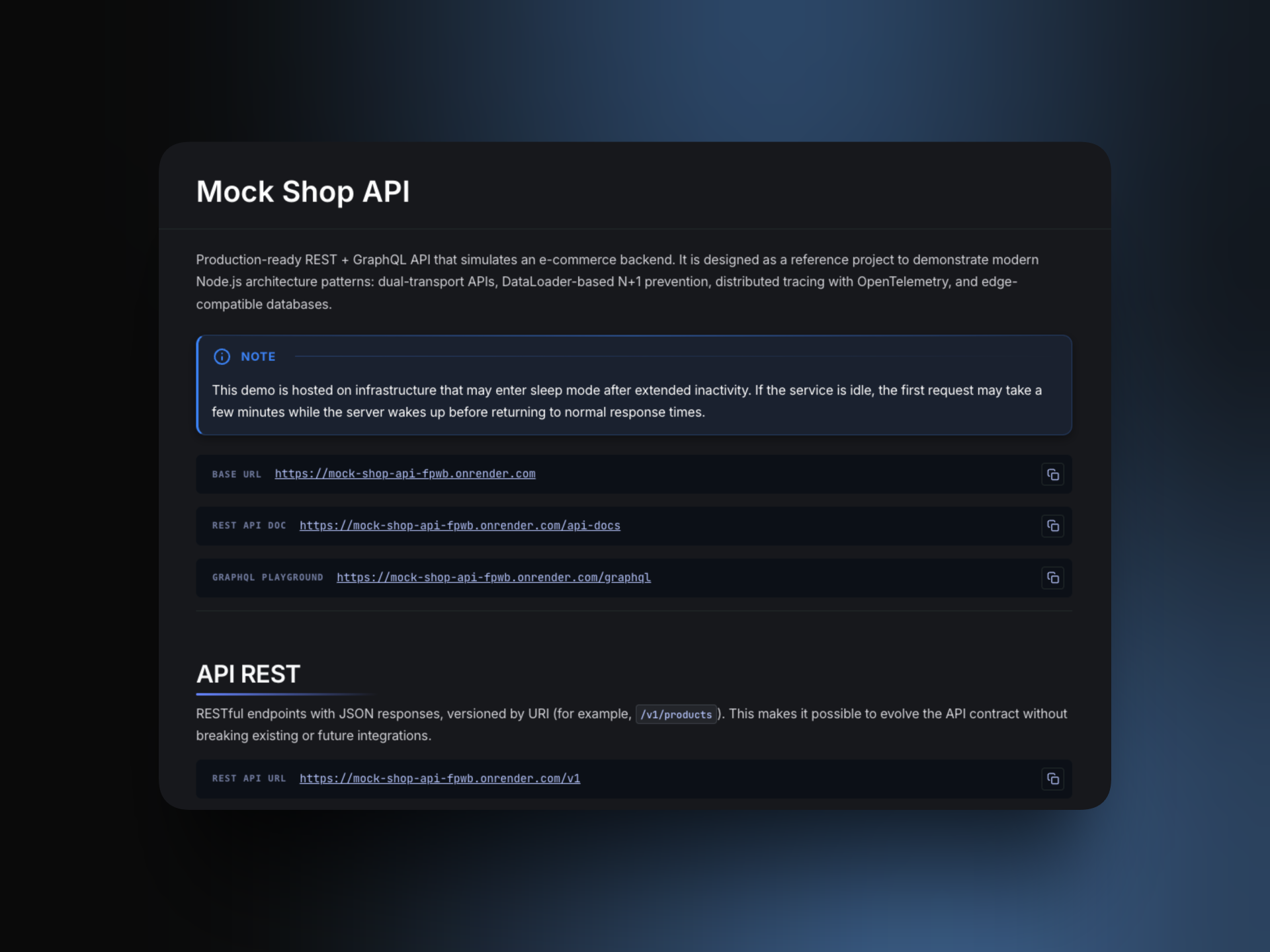 Mock Shop API